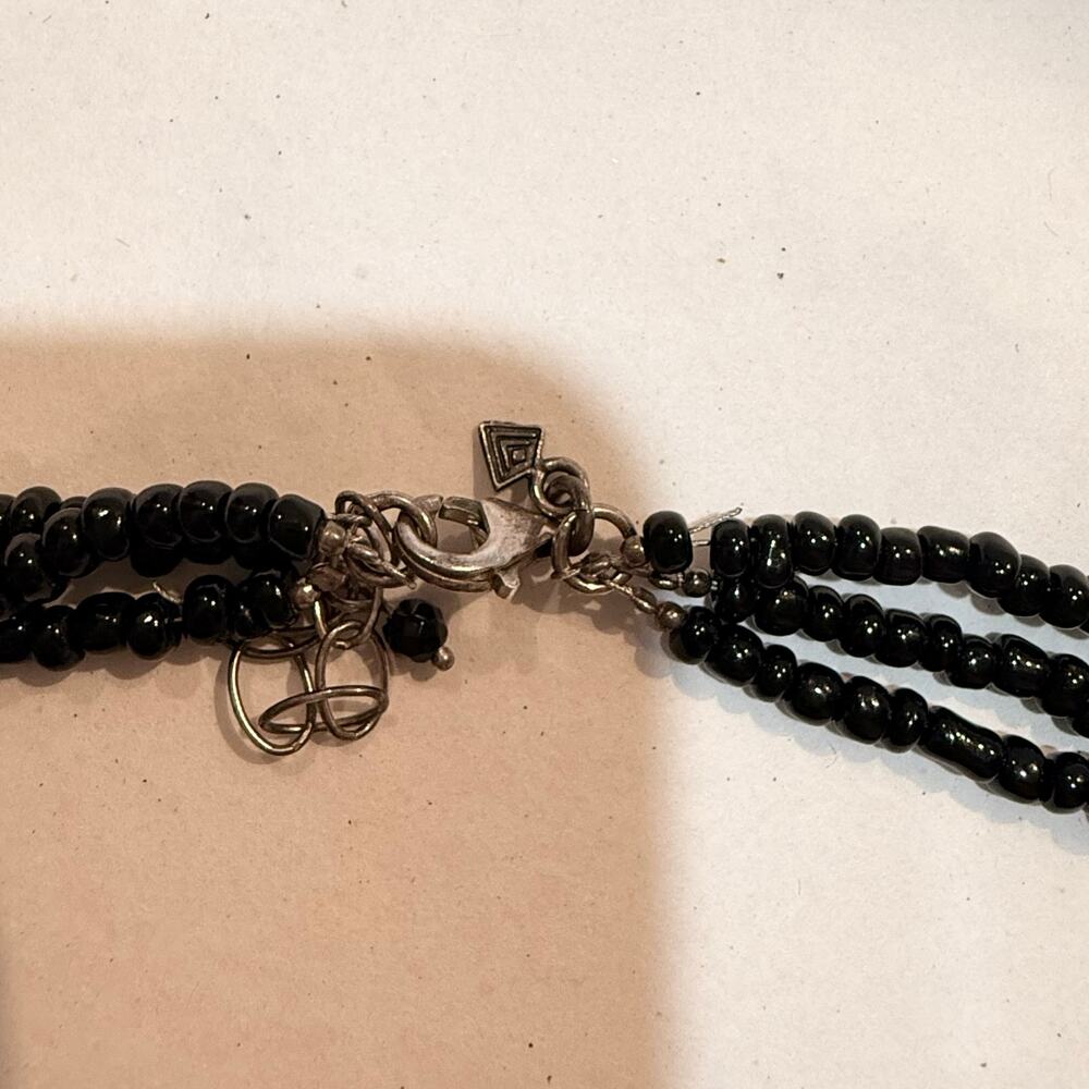 Silpada Sterling Silver Triple Strand Black Glass Bead Necklace - Picture 4 of 5